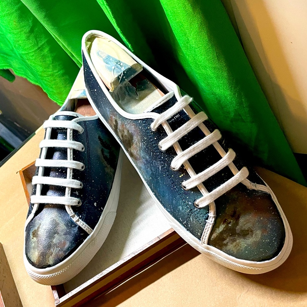 Custom painted Sperry Leather sneakers (galaxy/nebulae)